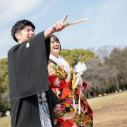 河津桜で和装前撮りの画像13